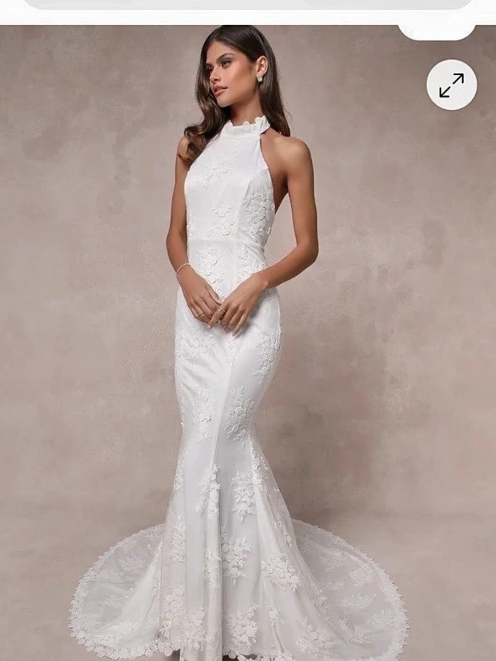 Lulus Dreamy Glamour White Embroidered Halter Mermaid Maxi Dress Wedding Dress